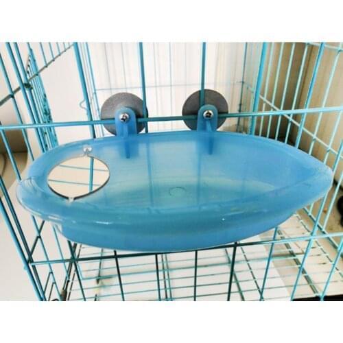 Bird Cage Bath Shower Toy Plastic Accessory Parrot Parakeet Mirror Pet Bathtub