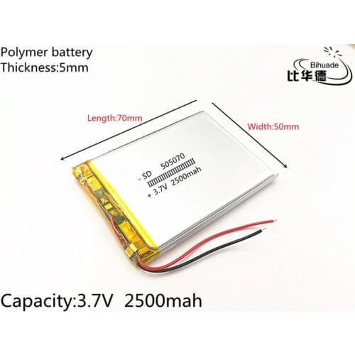 3.7V 2500mAh 505070 Lithium Polymer Li-Po li ion Rechargeable Battery cells For Mp3 MP4 MP5 toy mobile bluetooth
