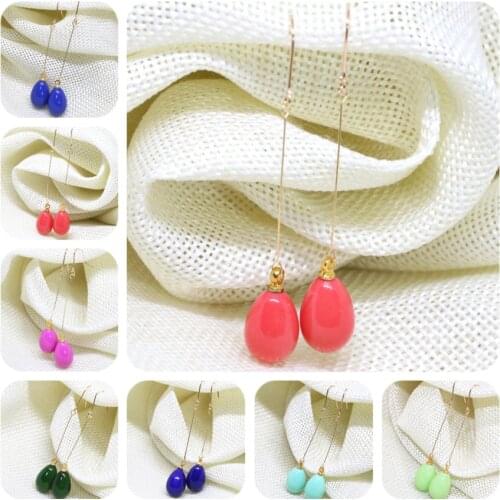Multicolor long earrings for women candy colors baking paint glass teardrop 9*13mm eardrop dangle earbob jewelry B1811