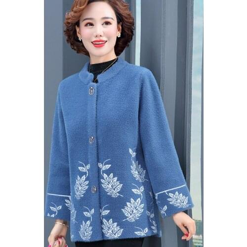 Fashion Imitation Mink Fleece Jacket New 2020 Autumn Winter Coat Single-breasted Casual Woolen Coats Outwear Mother Dress K870