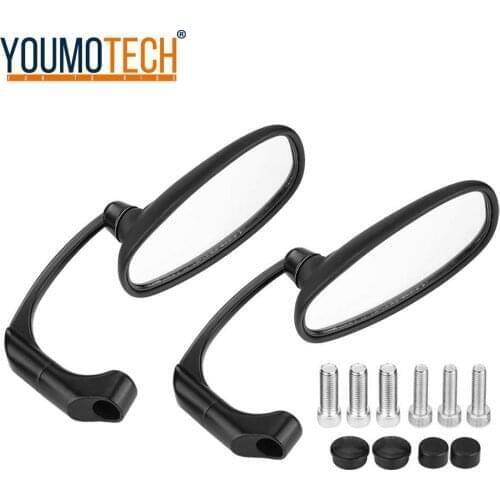 Motorcycle Chrome L-bar Retro Oval Rearview Side Mirror For Honda Yamaha Suzuki Cafe Racer Custom