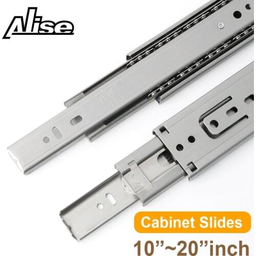 10"-20" Cabinet Slides Soft Close 304 Stainless Steel Three-Section Drawer Rails Drawer Slides Buffer Damper Rails Hardware