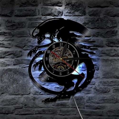 Aliens Wall Clock Fantastic Robotic Vinyl Record Wall Clock Extraterrestrial Alien Movie Vintage Wall Art For Living Room Decor