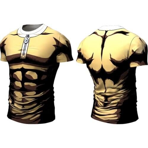 One Punch Man New Clothing fitness Running t shirt men O-neck t-shirt cartoon bodybuilding Sport shirts tops gym men t shirt