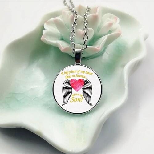 2019 New Fashionable English In English A Big Part of My Heart Lives Inside, He Is My Son, Glass Pendant Necklacejavascript