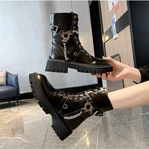 Spring and autumn new ladies boots fashion all-match thick-soled motorcycle lace-up ankle boots British style