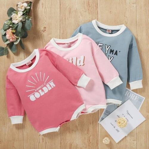 Newborn Baby Girl Boys Clothes Romper Long Sleeve Letter Print O-neck Soft Cotton for Infant Baby Sleepwear Spring Autumn