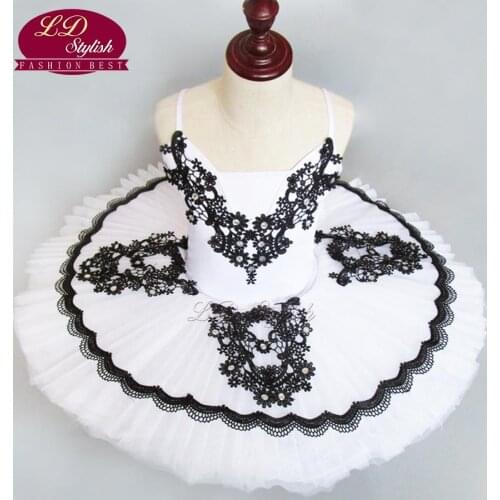 Professional Ballet Tutu Skirt Adult Costume Childrens Harness Puff Gauze Skirts Black And White Little Swan Lake Dancewear