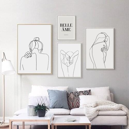 Simple Modern Minimalist Abstraction Line Character Art Creative Poster HD Canvas Print Core Decorative Painting