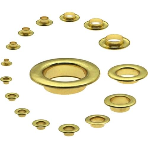Plane Gold Pure Copper Eyelets for Awnings Leather Goods Handbag 3|4|5|6|7.3|10|12|13.5|15|20|30mm Internal Diameter Eyelets