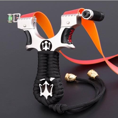 High-precision Outdoor Hunting Metal Slingshots Toy Laser Aiming Fast Pressure Competitive Slingshot Catapult with Rubber Band
