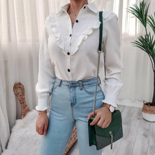 Spring Summer Ruffle Woman Shirts Long Sleeve White Female Blouse European Style Blusas Mujer De Moda 2020 Verano Shirt