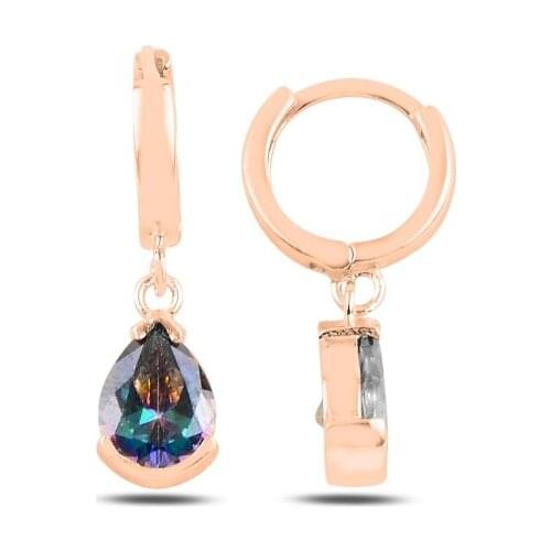 Silver 925 Sterling Drop Mystic Topaz Zirconia stone Hagi Earrings