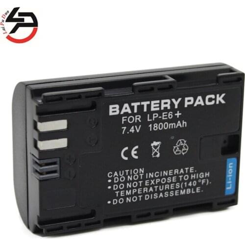 7.4V 1800mAh Replacement Camera Battery For Canon LP-E6 EOS 5DS 5D Mark II Mark III 6D 7D 60D 60Da 70D 80D DSLR EOS 5DSR