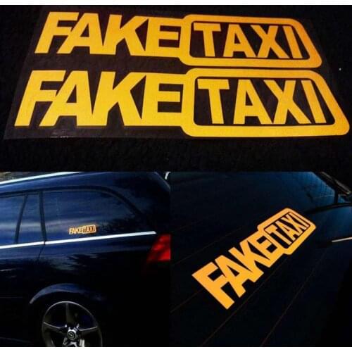 FAKE TAXI Car Sticker Drift Sign Funny Car Sticker Vinyl Decal Decor Yellow Cars Motorcycles Sticker Car Decoration Wholesale