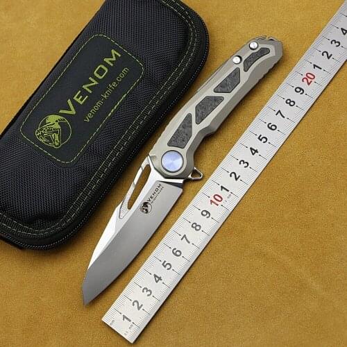VENOM NIGHTMARE M390 Steel Titanium+CF Flipper Folding Knifes Outdoor Camping Hunting Survival Pocket Kitchen Fruit EDC Tools