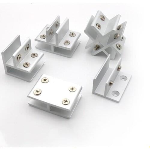 4pcs Zinc Alloy Glass Clamps Bathroom Glass Mirror Fixed Support Accessories For Showcase Wine cabinet shelf Bracket Hardware
