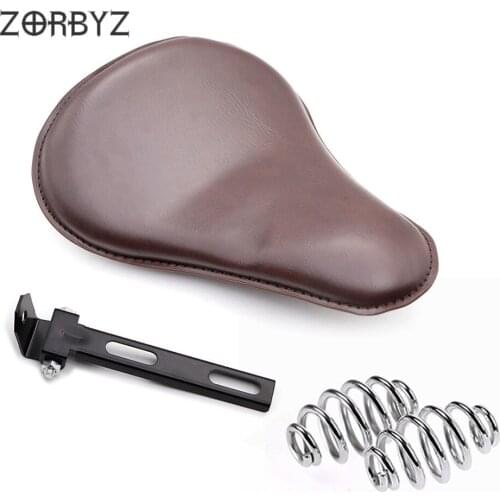 ZORBYZ Brown Artificial Leather Solo Driver Seat Spring Bracket For Harley Honda Kawasaki Suzuki Chopper Bobber Custom