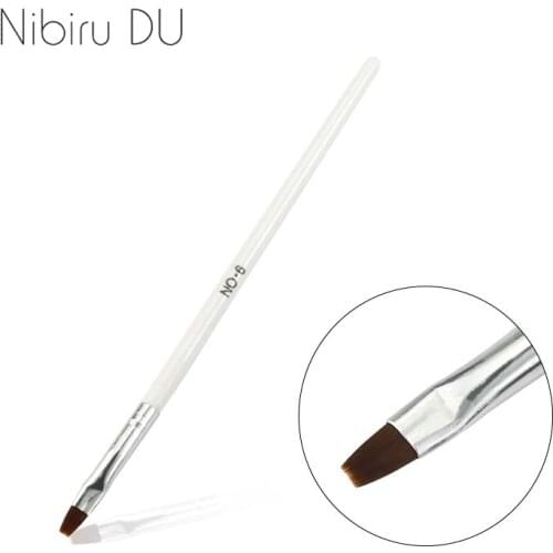 1 Pcs Acrylic UV Gel Nail Brush White French Tips Gradient Painting Drawing Pen Cuticle Cleaning Manicure Nail Art Tool