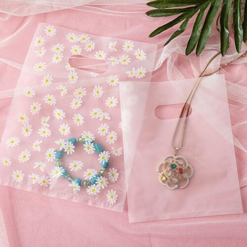 100pcs/lot Small Daisy Stud Earrings Jewelry Bag Clothes Socks Gift Packaging Bag Frosted Transparent Plastic Shopping Bags