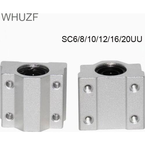 2/4PCS Linear Motion Ball Bearing Slide Block Bushing SC6UU SCS8UU SC10UU SCS12UU 16UU 20UU Linear Shaft CNC 3D Printer Parts