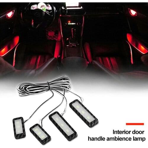 4Pcs Set Bowl handle Armrest Light Car Door Interior Light LED Atmosphere Light Auto Interior Door Light Decorative Lamp