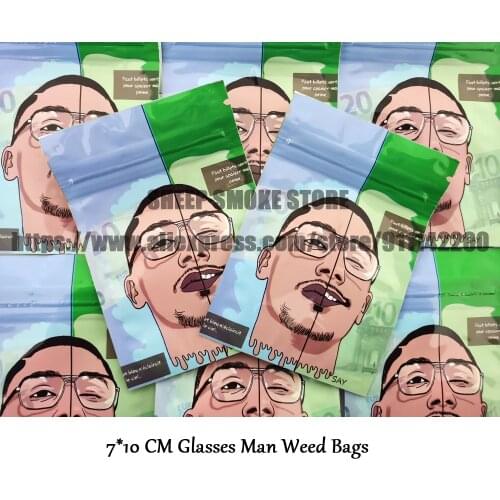 7*10 CM Cool Man Pattern Bags For Candy Blue Green Plastic Storage Bags Waterproof Retail Smoke Pouch Printed Bags Dropship