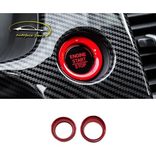 ABS CarbonBlackRedMatte Car dashboard engine start frame panel Sticker cover Trim For Honda FIT JAZZ 2020 2021 Car accessories