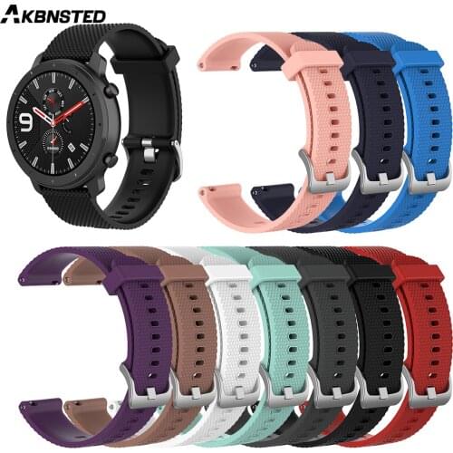 AKBNSTED For Xiaomi Huami Amazfit GTR 47mm/42mm Colorful Silicones Watch Strap For Huami Amazfit Wristband Replace Accessories