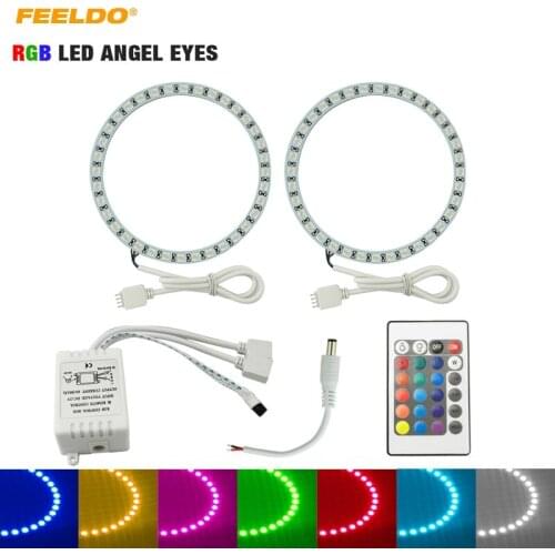 FEELDO 1Set Car RGB 5050 LED Headlight Angel Eyes Halo Ring Lighting Kit Wireless Remote Control For Volvo C30 2008 #FD-2635