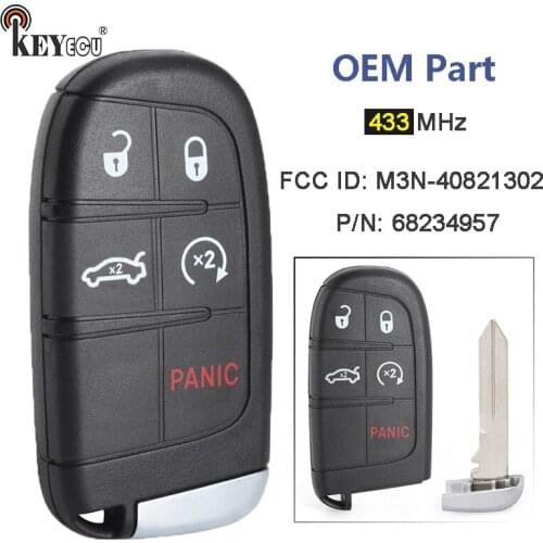 KEYECU M3N-40821302 P/N:68234957 OEM 4+1 5 Button Remote Smart Proximity Key Fob for Dodge Challenger Charger SRT 2012-2019