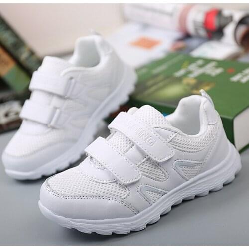 White Childrens Sports Shoes Girls White Shoes Boys Running Shoes Mesh Breathable Travel Student Sports Shoes