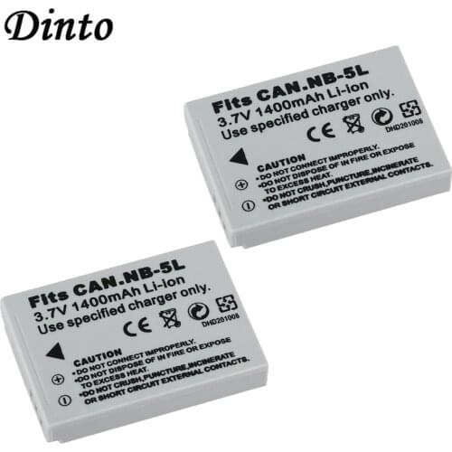 DINTO 2pcs 1400mAh NB-5L NB5L NB 5L Rechargeable Digital Camera Battery for Canon IXUS 800 IS 850 900 TI 950 960/970 980 860