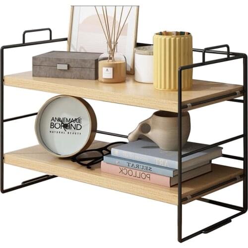 2 Layer Bookshelf Office Simple Desk Cabinet Desktop Arrangement and Storage Iron Art Shelf Student Creative Small Bookshelf