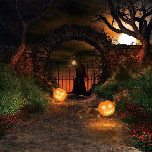 Yeele Halloween Backdrop Tombstone Castle Pumpkin Lantern Moon Baby Birthday Photography Background For Photo Studio Photophone