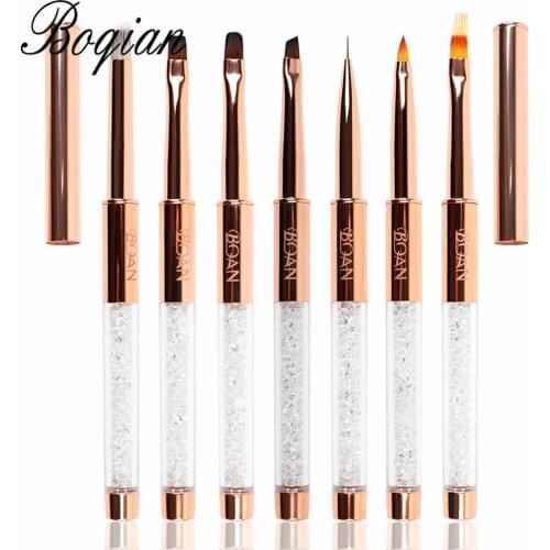 BQAN Rose Gold Nail Liner Brush UV Gel Liner Painting Pen Acrylic Drawing Brush Nails Gradient Rhinestone Handle Nail Art Tool
