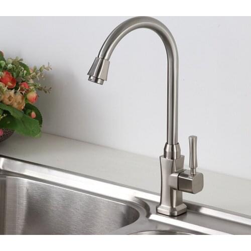 Classic Kitchen Faucet Zinc Alloy Brushed Process Swivel Basin Faucet 360 Degree Rotation Single Cold Water Tap Crane Deck Mount