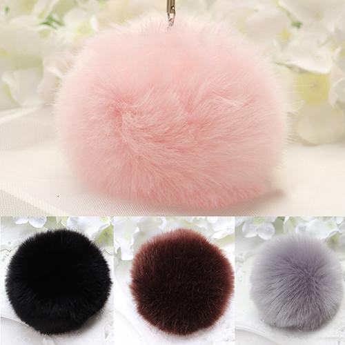 HOT SALES！！！New Arrival Soft Faux Rabbit Fur PomPom Keychain Handbag Cell Phone Pendant Charms Key Ring Wholesale Dropshipping