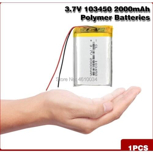 High Capacity 103450 3.7 V Lithium Polymer Battery 2000 Mah Li-po Li-polymer MP5 GPS Bluetooth Speaker Cells Solar Lamp