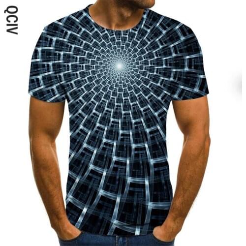 European and American style personality line art 3D digital printing men and women summer short-sleeved T-shirts