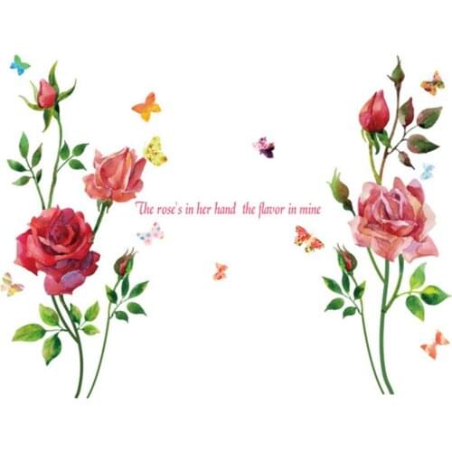 Wall sticker rose Flowers stickers home decoration Watercolor wall decor art kids room decoration bedroom decor house sticker