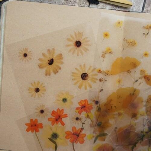 10 Sheets Yellow Theme Flower Fruit PVC Sticker As Scrapbooking DIY Gift Packing Decoration Tag