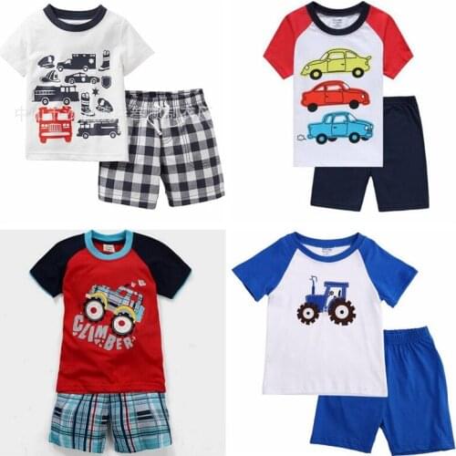 New Kids Cartoon Pajamas Short Sleeve Boys Pyjamas 100% Cotton Baby Homewear Girls Nightwear Children Sleepwear 2-7Year