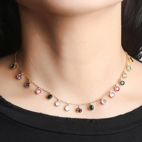 Funmode Round AAA Cubic Zirconia Necklace Pendants cubic zirconia cuban chain necklace women hip hop jewelry FN04