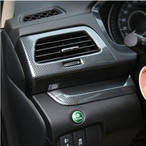 Carbon Fibre Air outlet Gear Cup Steering Wheel AC Dashboard Decorated Mouldings For Honda CRV 2015 16 CAA295B