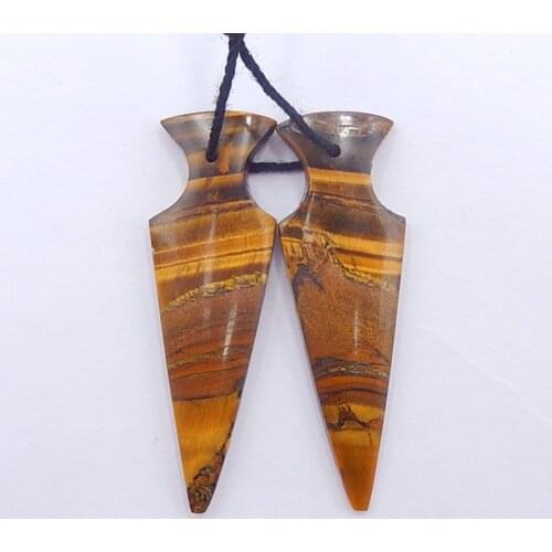 Birthday gift,Wholesale! Tiger Eye Earring Bead, Fashion Jewelry For Women Earrings Accessories 41x13x4mm，5.3g