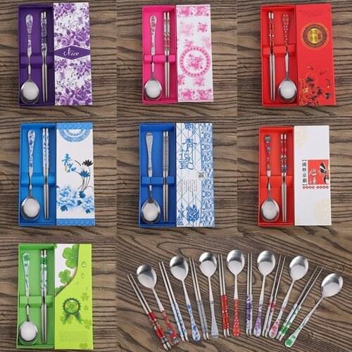 Portable Travel Dinneware Set Stainless Steel Reusable Cutlery Set Spoon Chopsticks Set