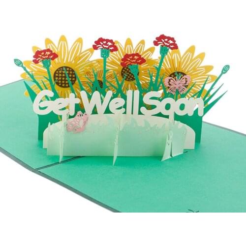 Get Well Soon Card Pop-Up Flowers Cards Sympathy Mothers Day Wedding Anniversary Birthday 3D Greeting Cards