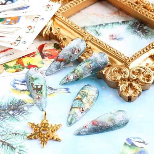 Easy to Use 48Pcs Beautiful Colorful Christmas Series Nail Art Transfer Sticker Stylish Transfer Sticker Compact for Girls