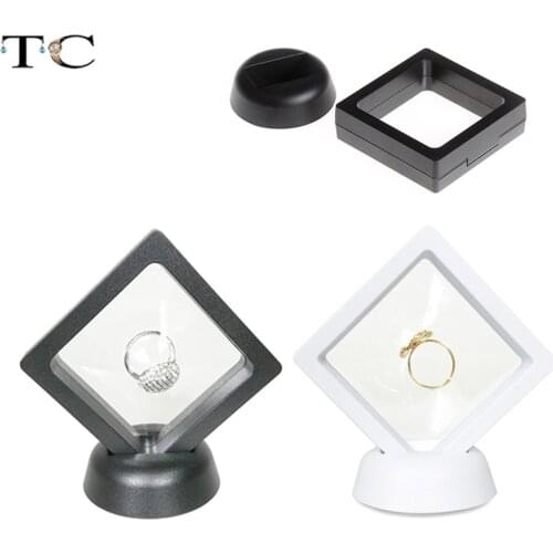 Jewelry Display Box Ring Transparent Suspended Floating Holder Case Jewellery Coins Gems Jewllery Stand Cases